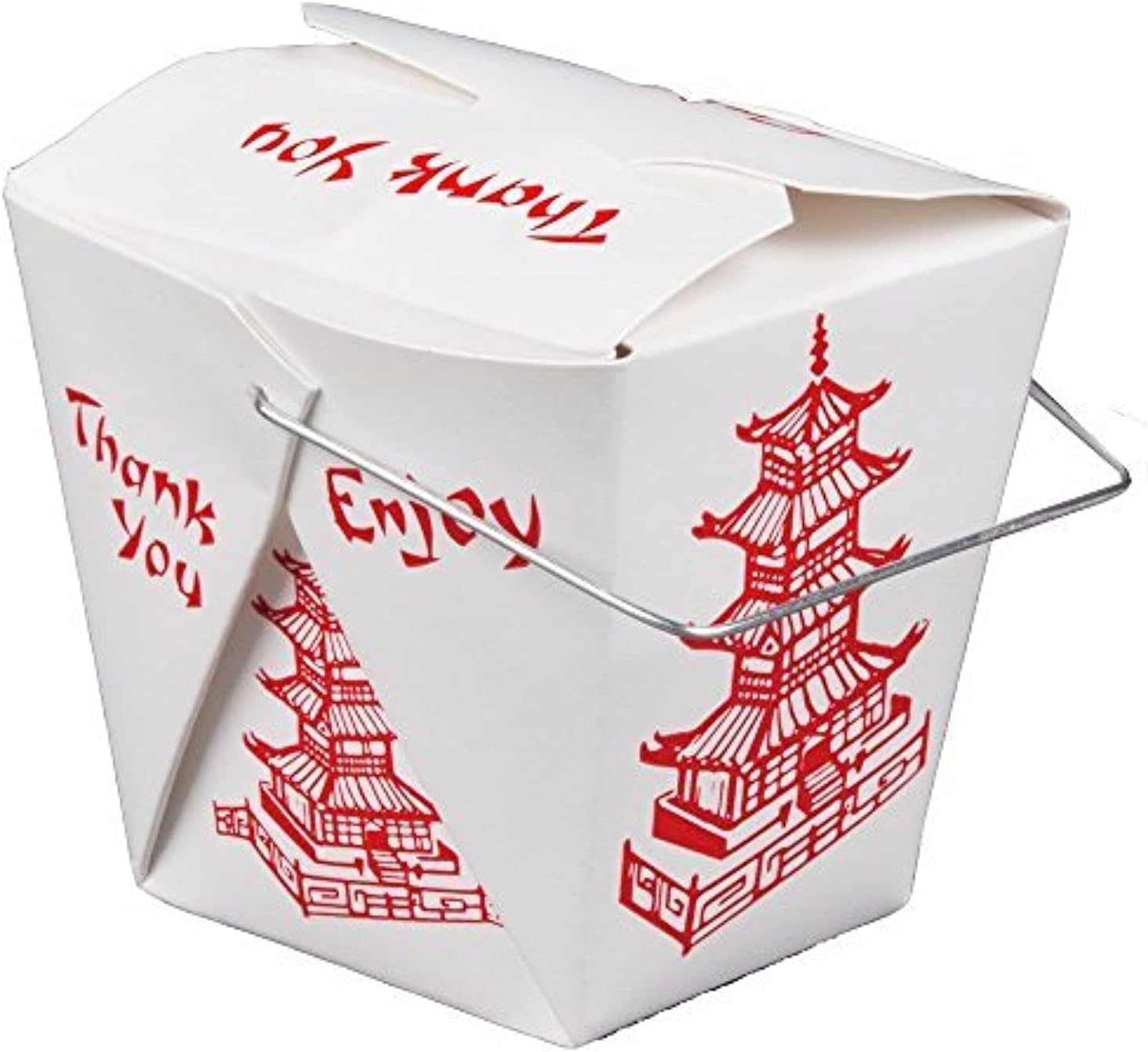 15 Count 16 oz Pagoda Wire Handle Chinese Takeout Box