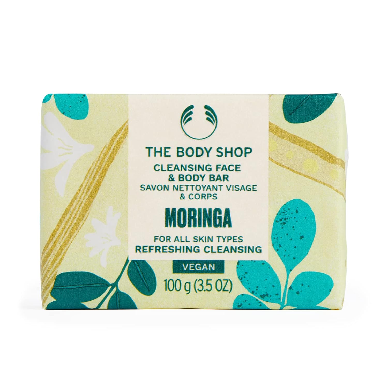 The Body Shop Moringa Cleansing Face & Body Bar – Cleansing and Invigorating – Vegan – 3.5oz