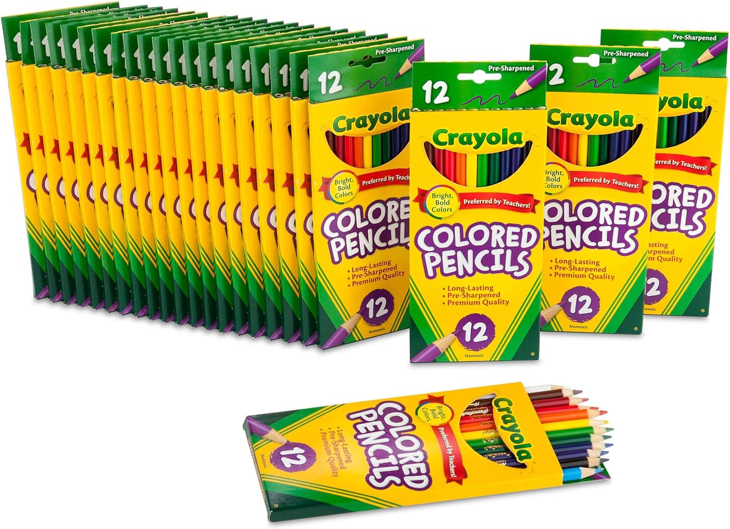 Crayola Bulk Colored Pencils, Pre-sharpened, Bulk School Supplies For Teachers, 12 Assorted Colors, Pack of 24 [Amazon Exclusive]