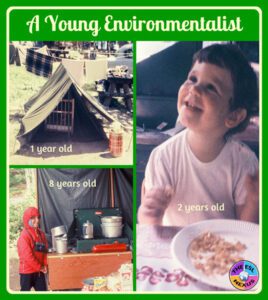 Collage of 3 photos showing the author at different ages camping in the Adirondacks.