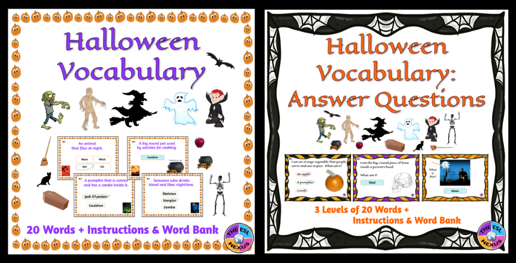 Find Halloween resources for students in The ESL Nexus Boom Learning store.