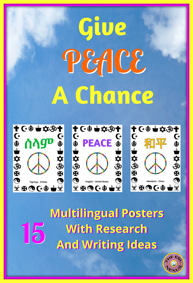 Find Multilingual Peace Posters at The ESL Nexus #KindnessNation & #WeHoldTheseTruths