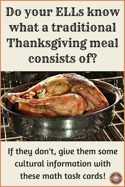 Teaching about Thanksgiving in math class is easy when you use these task cards in printable and Google Drive versions. | The ESL Connection