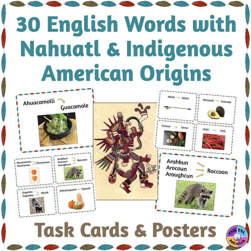 Cover of TpT resource about English Words with Algonquian and Nahuatl Roots